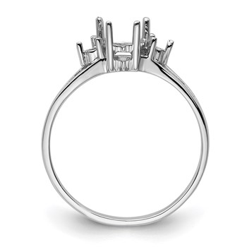 14k White Gold Holds 2-1.8mm Round and 1-7x5 Pear Gemstone Ring Mounting — alternate view