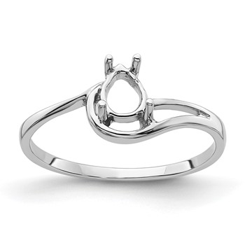 14k White Gold Holds 6x4mm Pear Gemstone Ring Mounting