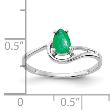 14k White Gold 6x4mm Pear Emerald ring — alternate view