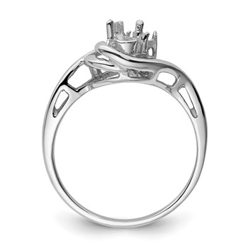 14k White Gold Holds 2-1.2mm Round Diamonds and 5x3mm Pear Gemstone Ring Mounting — alternate view