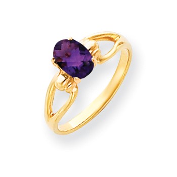 14k 7x5mm Oval Amethyst Checker ring