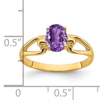 14k 7x5mm Oval Amethyst ring — alternate view