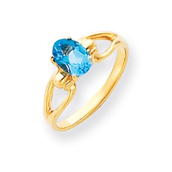 14k 7x5mm Oval Blue Topaz Checker ring