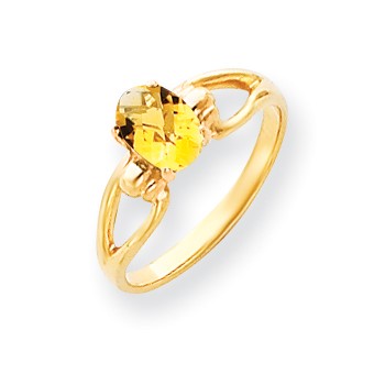 14k 7x5mm Oval Citrine Checker ring