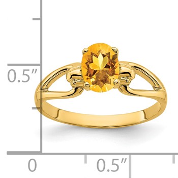 14k 7x5mm Oval Citrine ring — alternate view