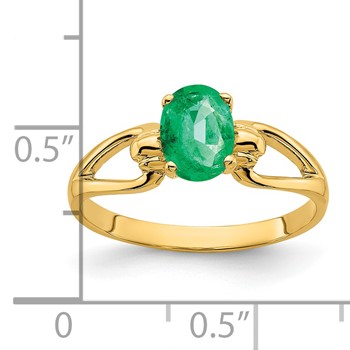 14k 7x5mm Oval Emerald ring — alternate view