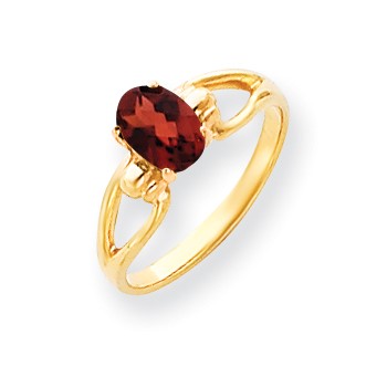 14k 7x5mm Oval Garnet Checker ring