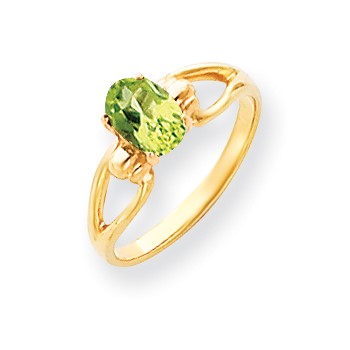 14k 7x5mm Oval Peridot Checker ring