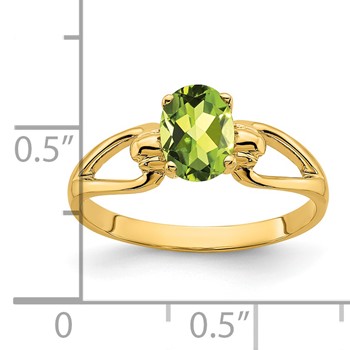 14k 7x5mm Oval Peridot ring — alternate view
