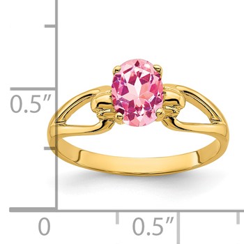 14k 7x5mm Oval Pink Tourmaline ring — alternate view