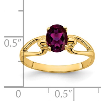 14k 7x5mm Oval Rhodolite Garnet ring — alternate view