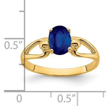 14k 7x5mm Oval Sapphire ring — alternate view