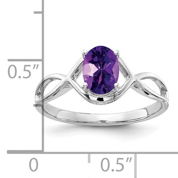 14k White Gold 7x5mm Oval Amethyst Ring — alternate view