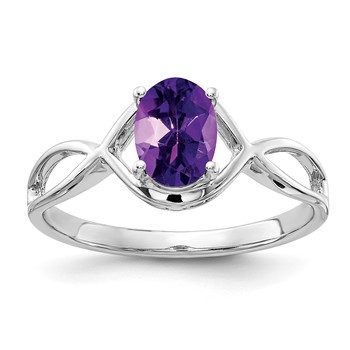 14k White Gold 7x5mm Oval Amethyst Ring