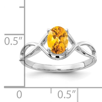 14k White Gold 7x5mm Oval Citrine Ring — alternate view