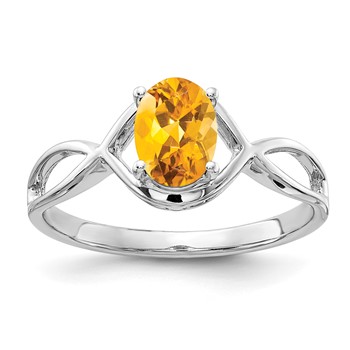 14k White Gold 7x5mm Oval Citrine Ring