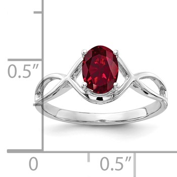 14k White Gold 7x5mm Oval Created Ruby Ring — alternate view