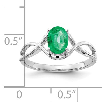 14k White Gold 7x5mm Oval Emerald Twist Ring — alternate view
