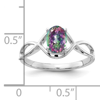 14k White Gold 7x5mm Oval Mystic Fire Topaz Ring — alternate view