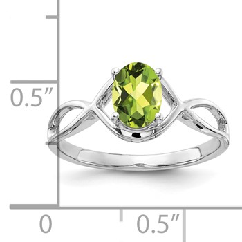 14k White Gold 7x5mm Oval Peridot Ring — alternate view