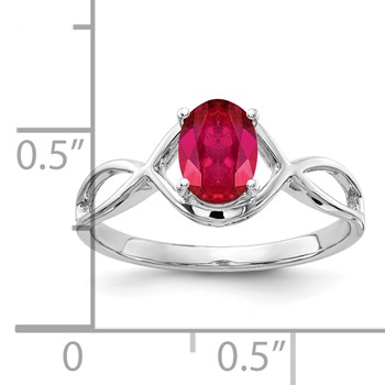 14k White Gold 7x5mm Oval Ruby Ring — alternate view