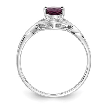 14k White Gold 7x5mm Oval Rhodolite Garnet Ring — alternate view