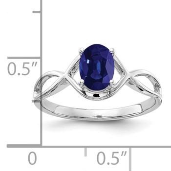 14k White Gold 7x5mm Oval Sapphire Ring — alternate view