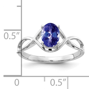 14k White Gold 7x5mm Oval Tanzanite Ring — alternate view