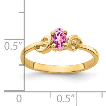 14k 5x3mm Oval Pink Sapphire ring — alternate view
