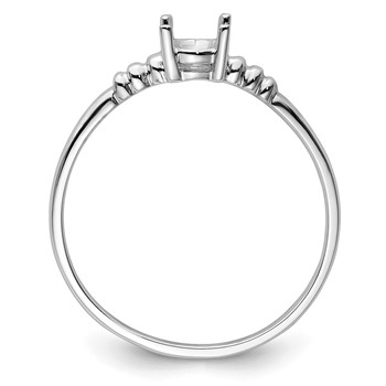 14k White Gold Holds 6x4mm Oval Gemstone Ring Mounting — alternate view