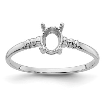 14k White Gold Holds 6x4mm Oval Gemstone Ring Mounting