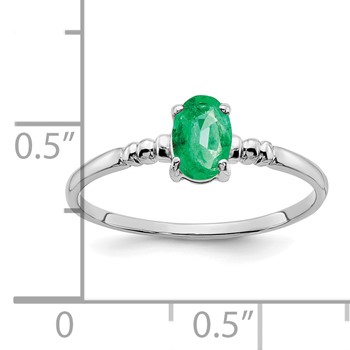 14k White Gold 6x4mm Oval Emerald ring — alternate view