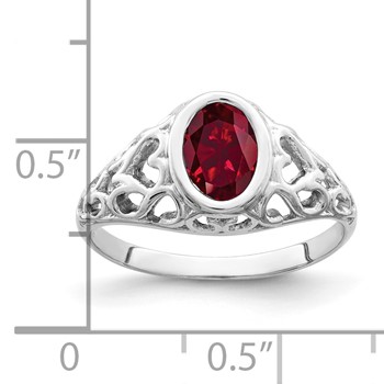 14k White Gold 7x5mm Oval Created Ruby ring — alternate view