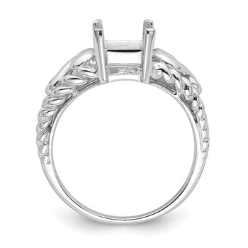 14k White Gold Holds 1-8x6mm Emerald-cut Gemstone Ring Mounting — alternate view