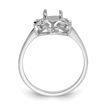 14k White Gold Holds 7x5mm Oval Gemstone Ring Mounting — alternate view