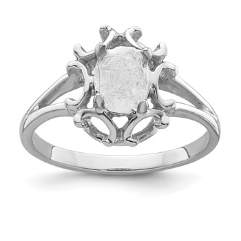 14k White Gold Holds 7x5mm Oval Gemstone Ring Mounting