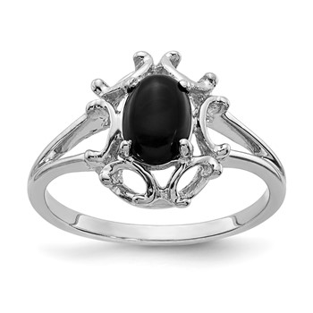 14k White Gold 7x5mm Oval Onyx Ring