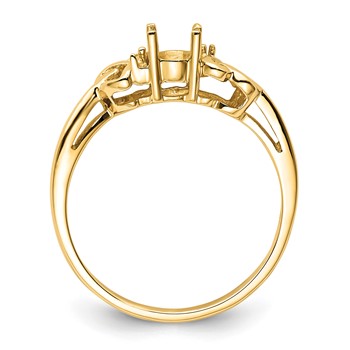 14k Holds 2-1.2mm Round and 1-6x4mm Oval Gemstone Ring Mounting — alternate view