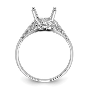 14k White Gold Holds 8x6mm Oval Gemstone Ring Mounting — alternate view