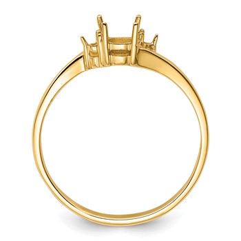 14k Holds 2-1.2mm Diamond and 1-4mm Round Gemstone Ring Mounting — alternate view