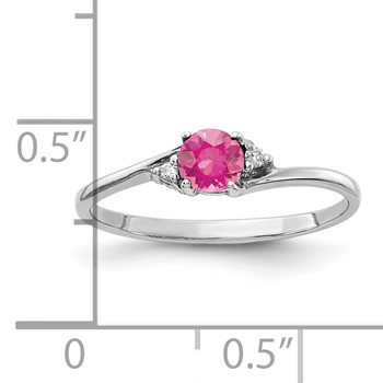 14k White Gold 4mm Pink Tourmaline AAA Diamond ring — alternate view