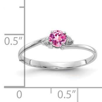 14k White Gold 4mm Pink Sapphire VS Diamond ring — alternate view