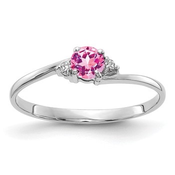 14k White Gold 4mm Pink Sapphire VS Diamond ring