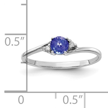 14k White Gold 4mm Tanzanite AA Diamond ring — alternate view