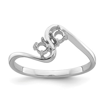 14k White Gold Holds 2-3mm Round Gemstones Ring Mounting