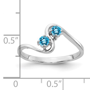 14k White Gold 3mm Blue Topaz ring — alternate view