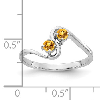 14k White Gold 3mm Round Citrine 2-Stone Ring — alternate view