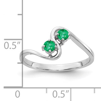14k White Gold 3mm Emerald ring — alternate view