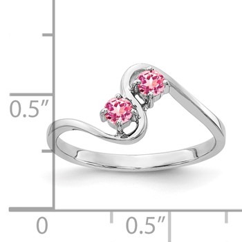 14k White Gold 3mm Pink Tourmaline ring — alternate view