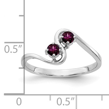 14k White Gold 3mm Rhodolite Garnet ring — alternate view